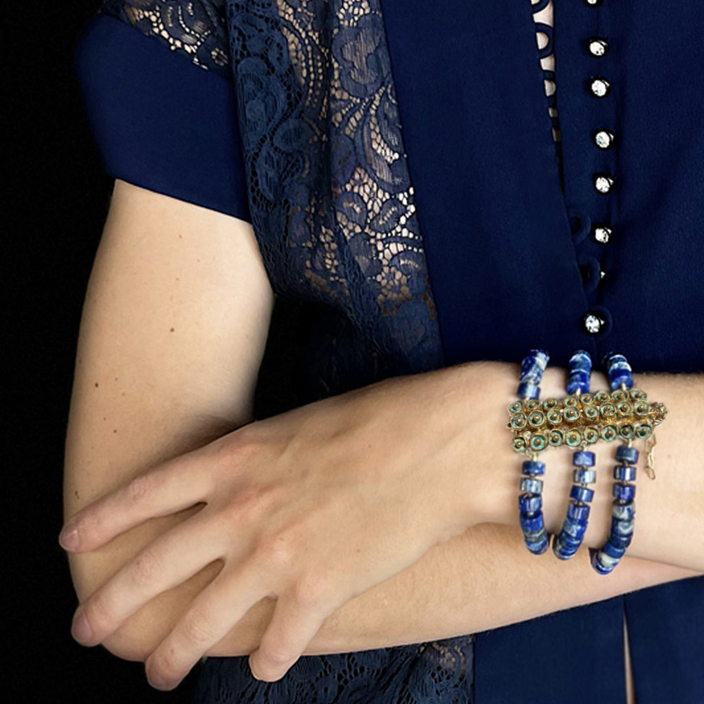 Lapis & Mosaic Hinge Clasp Bracelet | Kirsten Muenster Jewelry