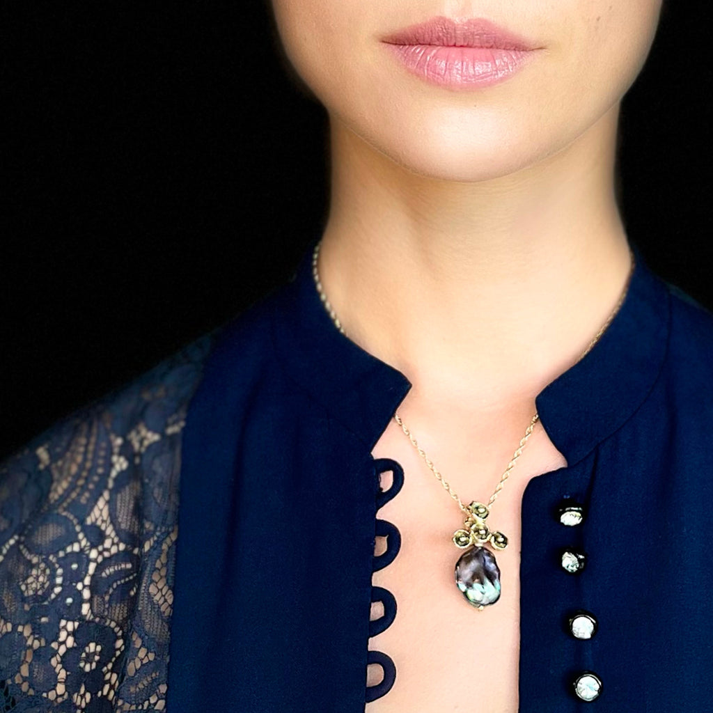 Peacock Pearl Mosaic Pendant | Kirsten Muenster Jewelry