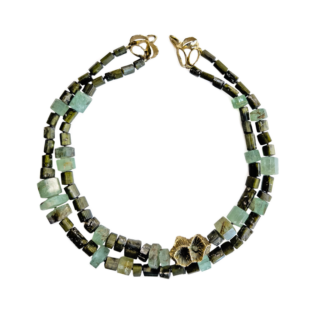 Dark Green Tourmaline & Beryl Emerald Necklace | Kirsten Muenster Jewelry