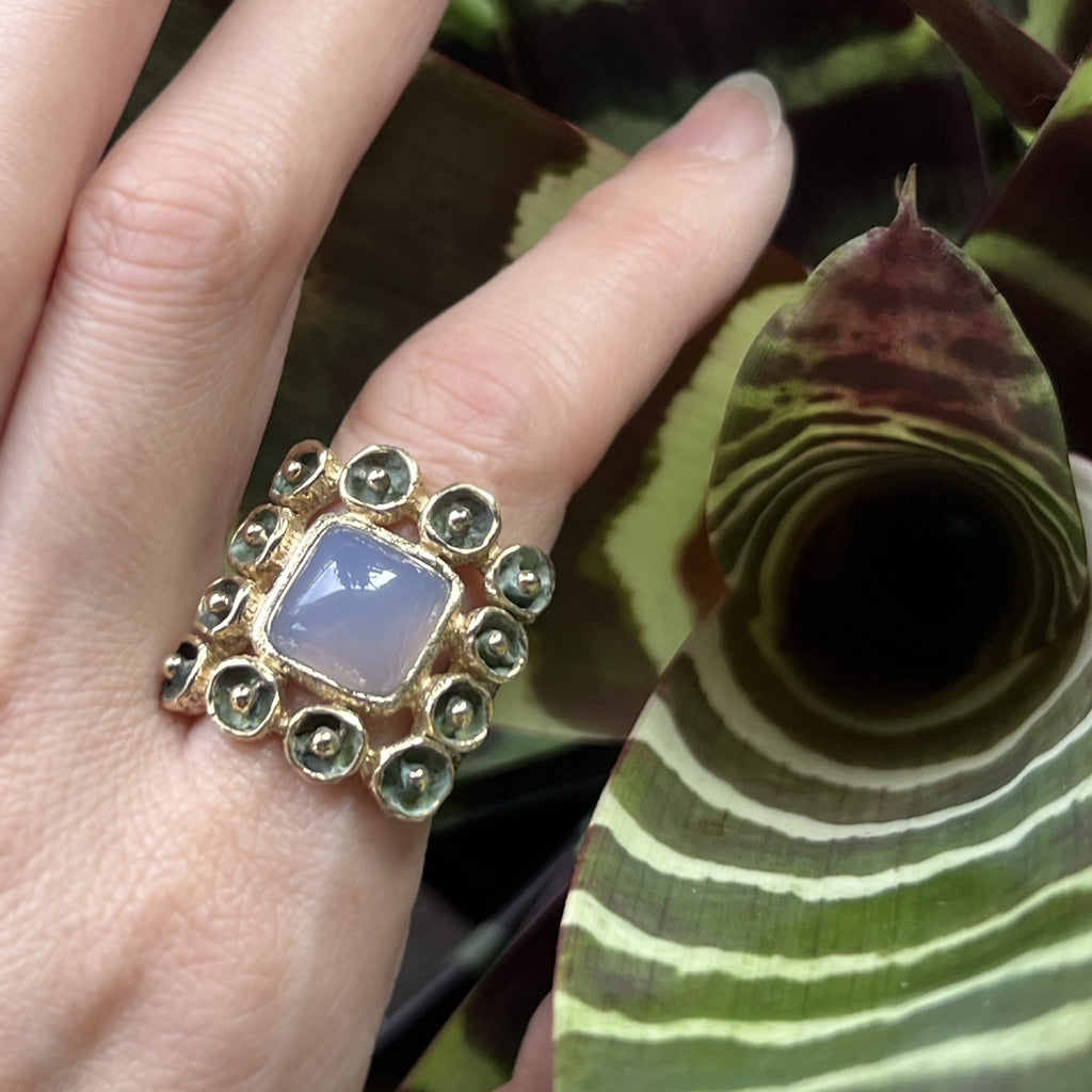 Lavender Chalcedony Mosaic Ring - Gold | Kirsten Muenster Jewelry