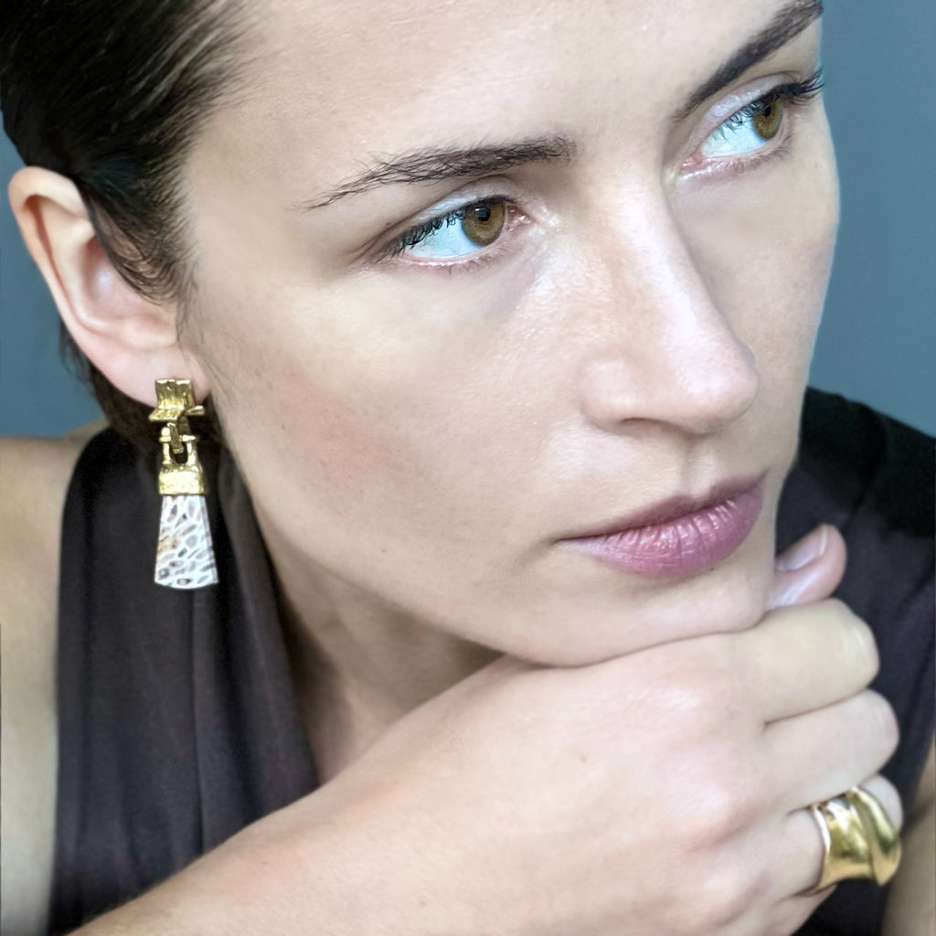 Fossil Fern Brutalist Earrings | Kirsten Muenster Jewelry