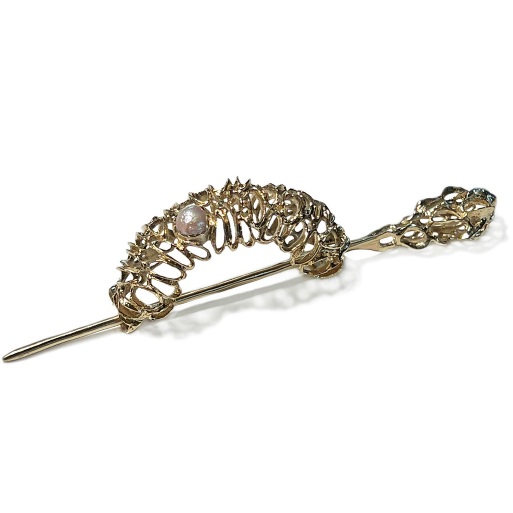 Banksia Coral Hair Cage - Yellow Bronze | Kirsten Muenster Jewelry