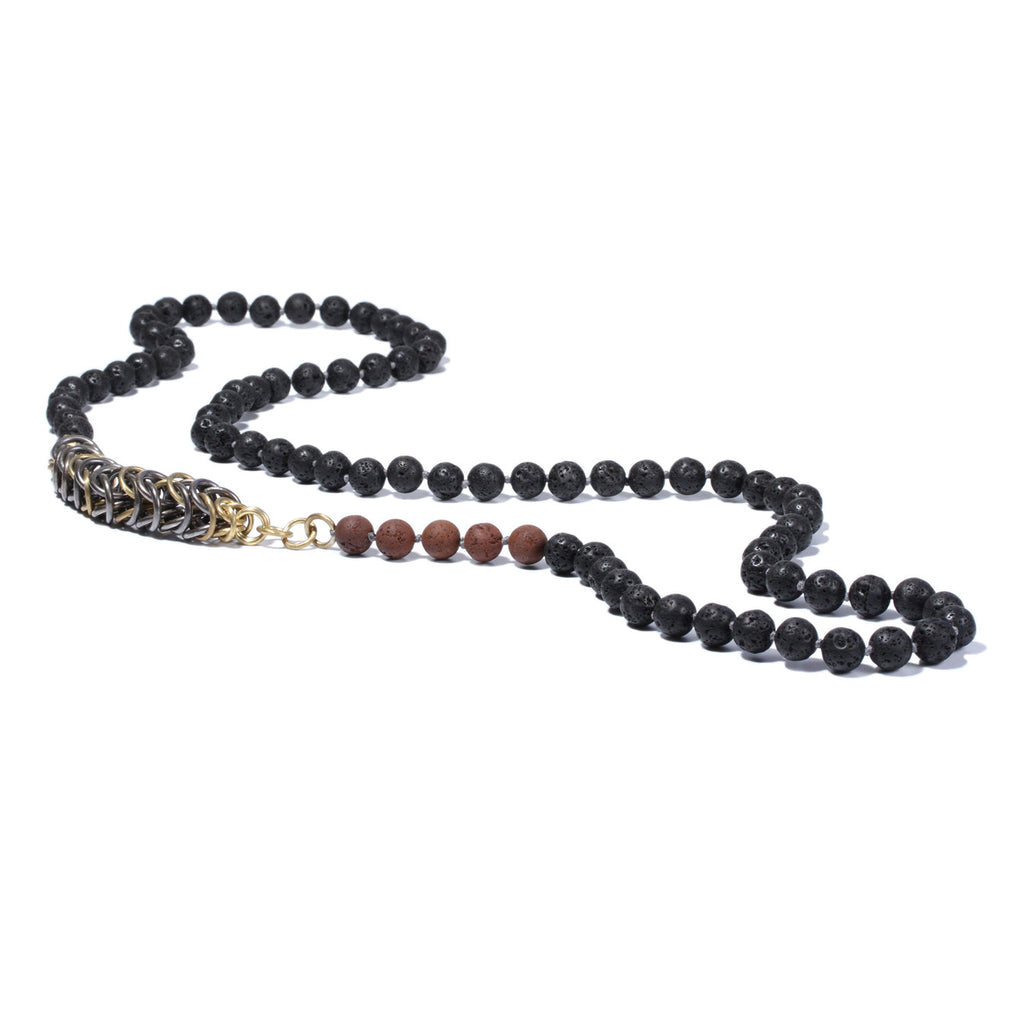 Black & Ochre Lava with Box Chain Necklace | Kirsten Muenster Jewelry