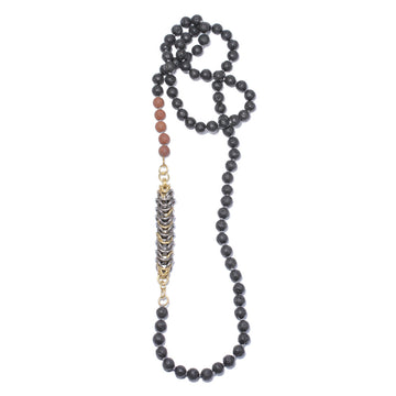 Black & Ochre Lava with Box Chain Necklace | Kirsten Muenster Jewelry