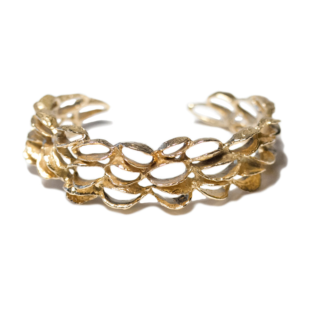 Small Banksia Cuff Bracelet - Yellow Bronze | Kirsten Muenster Jewelry