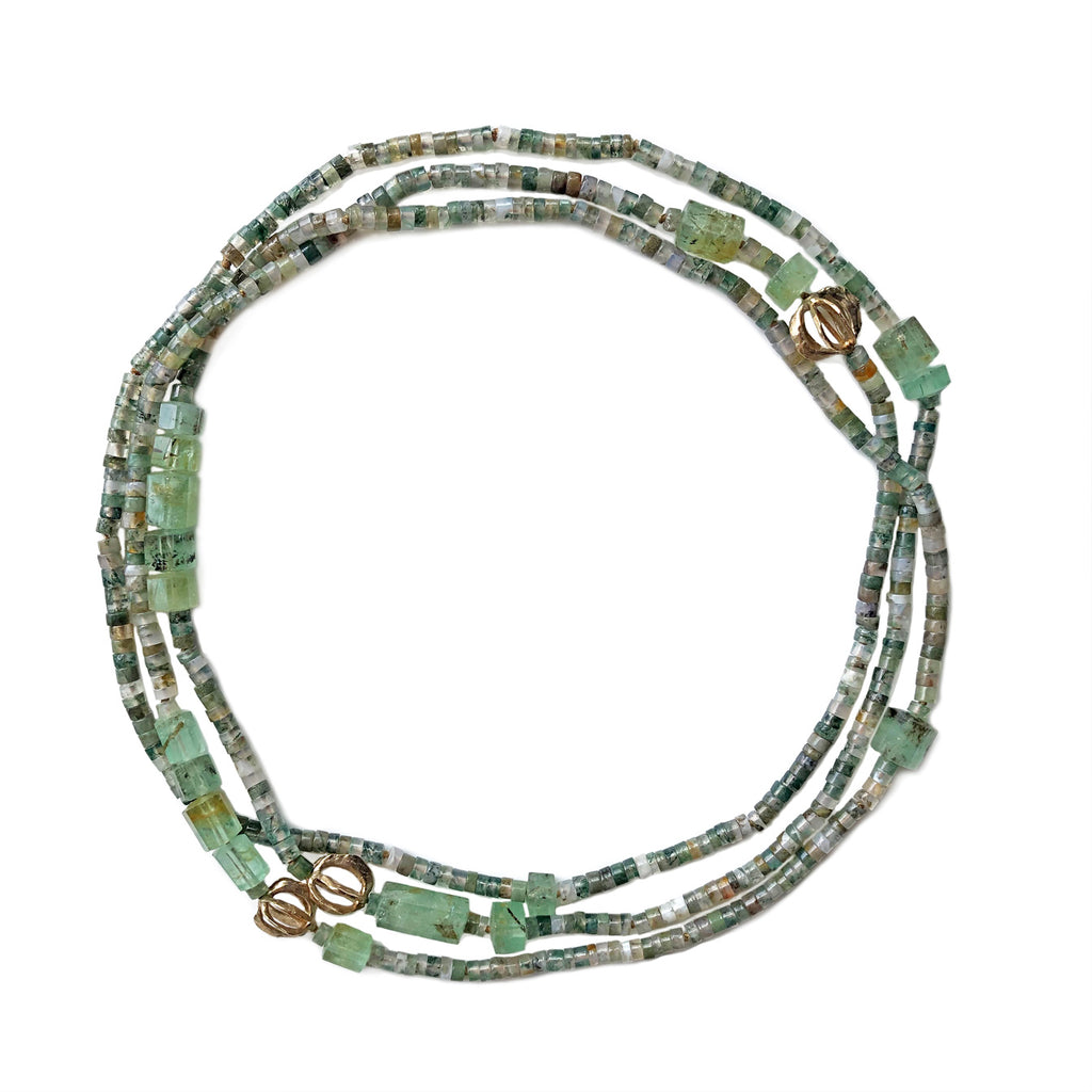 Moss Agate & Beryl Emerald Necklace | Kirsten Muenster Jewelry