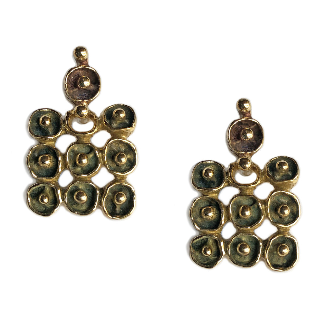Mosaic Tile Earrings - Yellow Bronze | Kirsten Muenster Jewelry