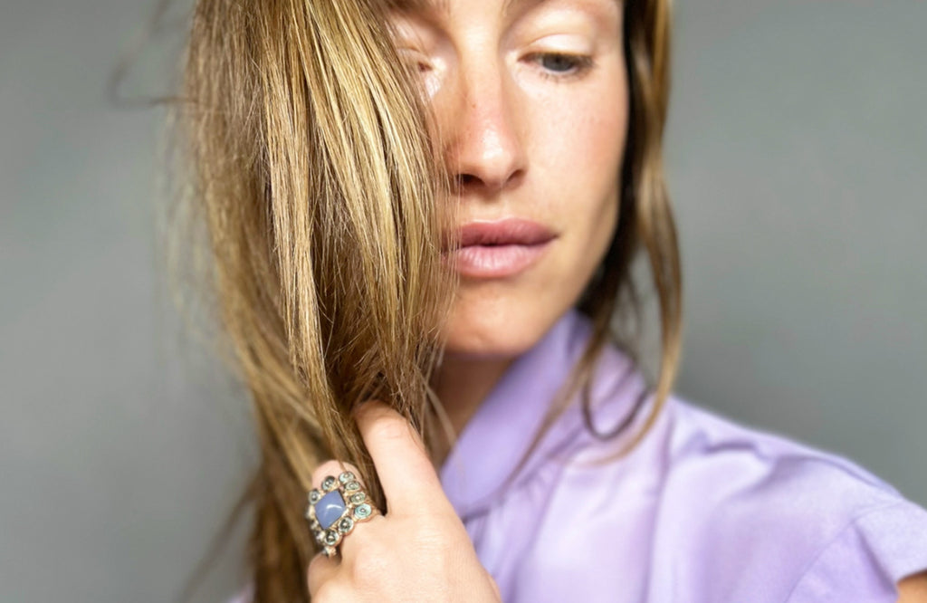 Lavender Chalcedony Mosaic Ring | Kirsten Muenster Jewelry
