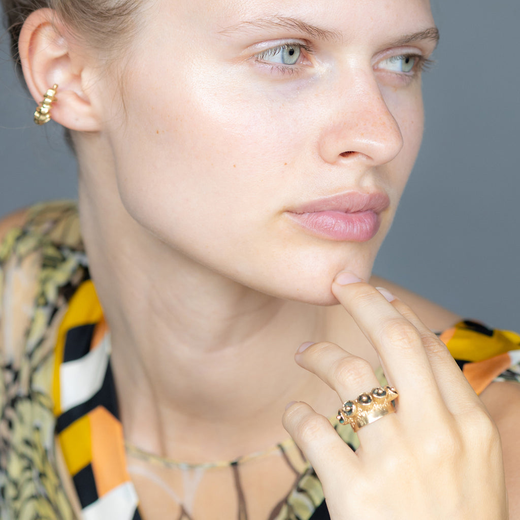 Bell Pod Ring in Yellow Bronze | Sculptural Statement Ring | KMJ™
