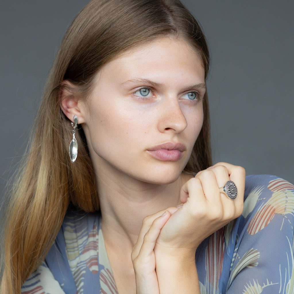 Long Leaf Earrings - Silver | Kirsten Muenster Jewelry