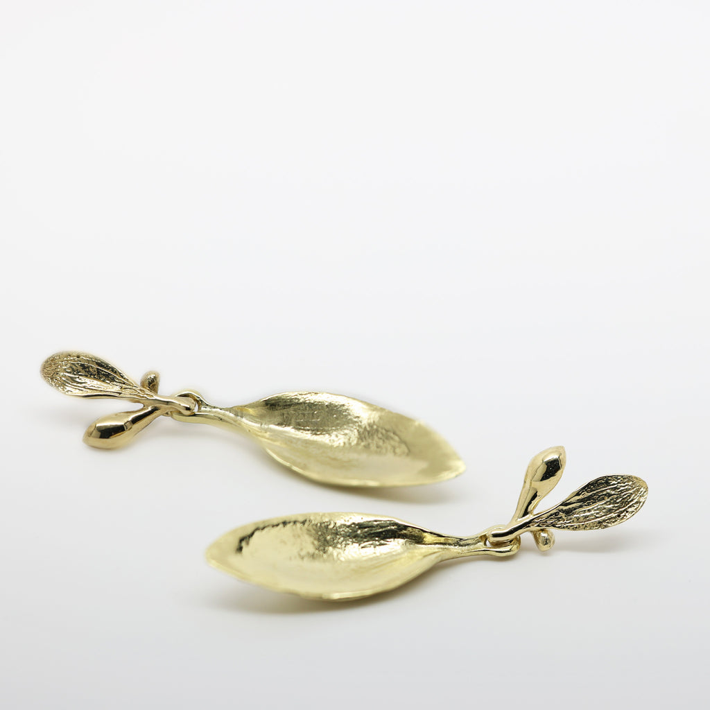Long Leaf Earrings - Yellow Bronze | Kirsten Muenster Jewelry