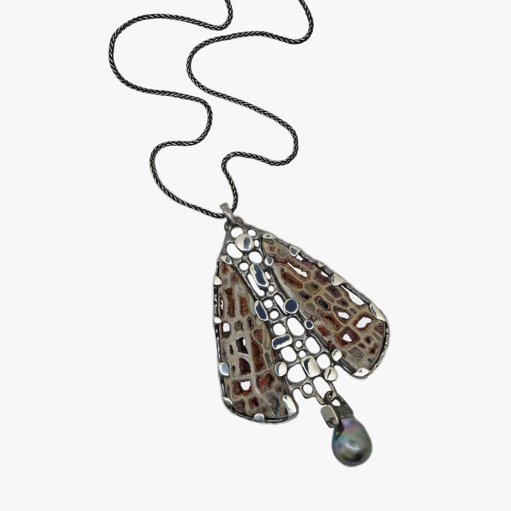 Reliquiae Moth Necklace - Silver | Kirsten Muenster Jewelry