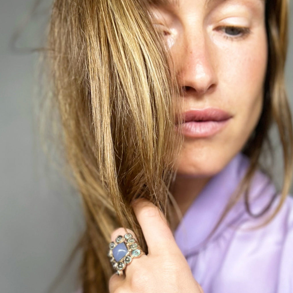 Lavender Chalcedony Mosaic Ring - Gold | Kirsten Muenster Jewelry