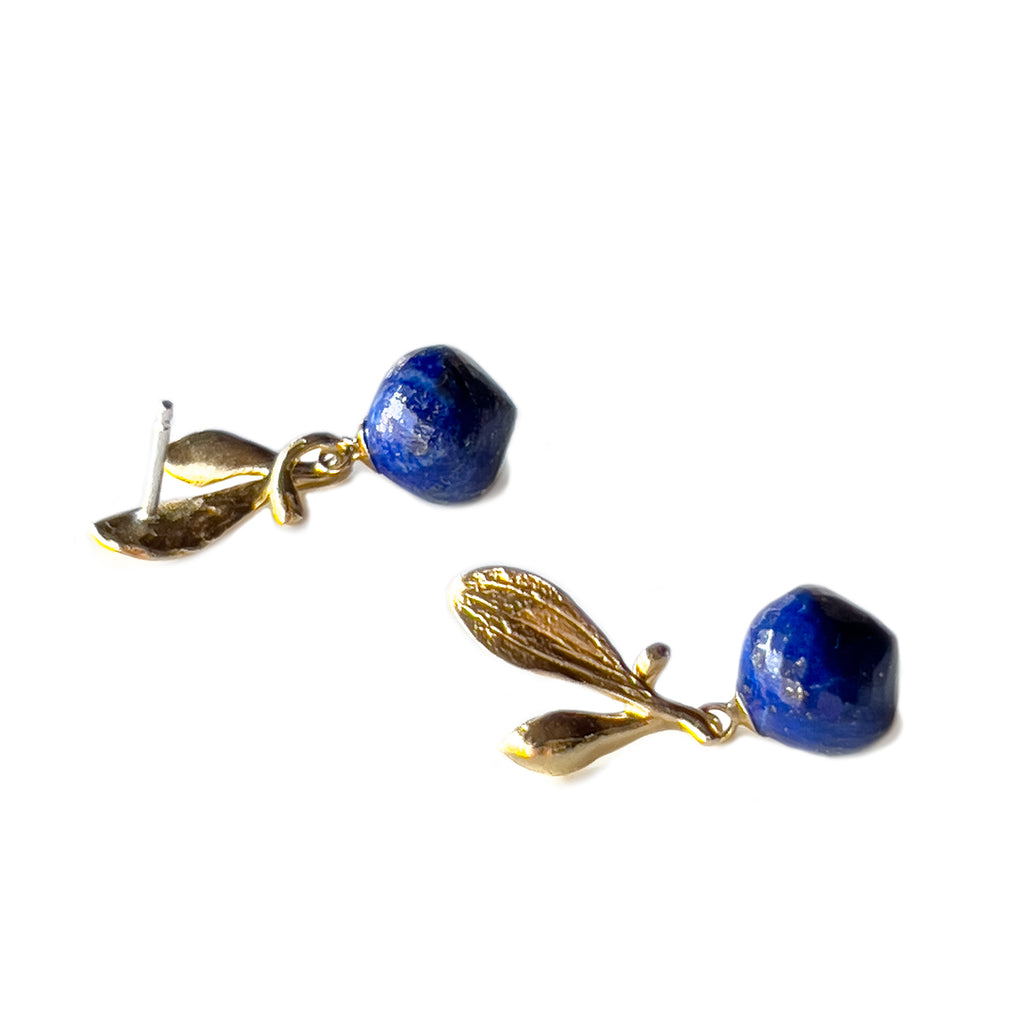 Ripe Lapis Dangle Earrings - Yellow Bronze | Kirsten Muenster Jewelry
