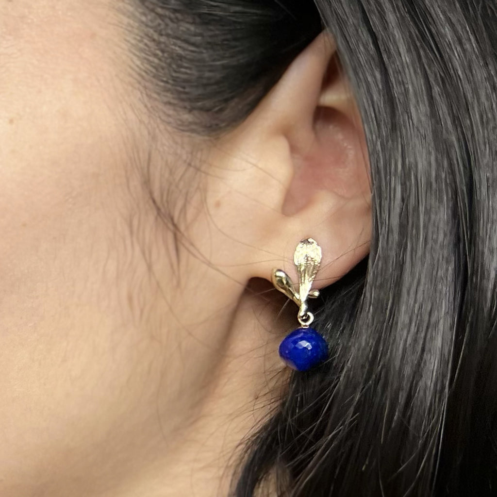 Ripe Lapis Dangle Earrings - Yellow Bronze | Kirsten Muenster Jewelry