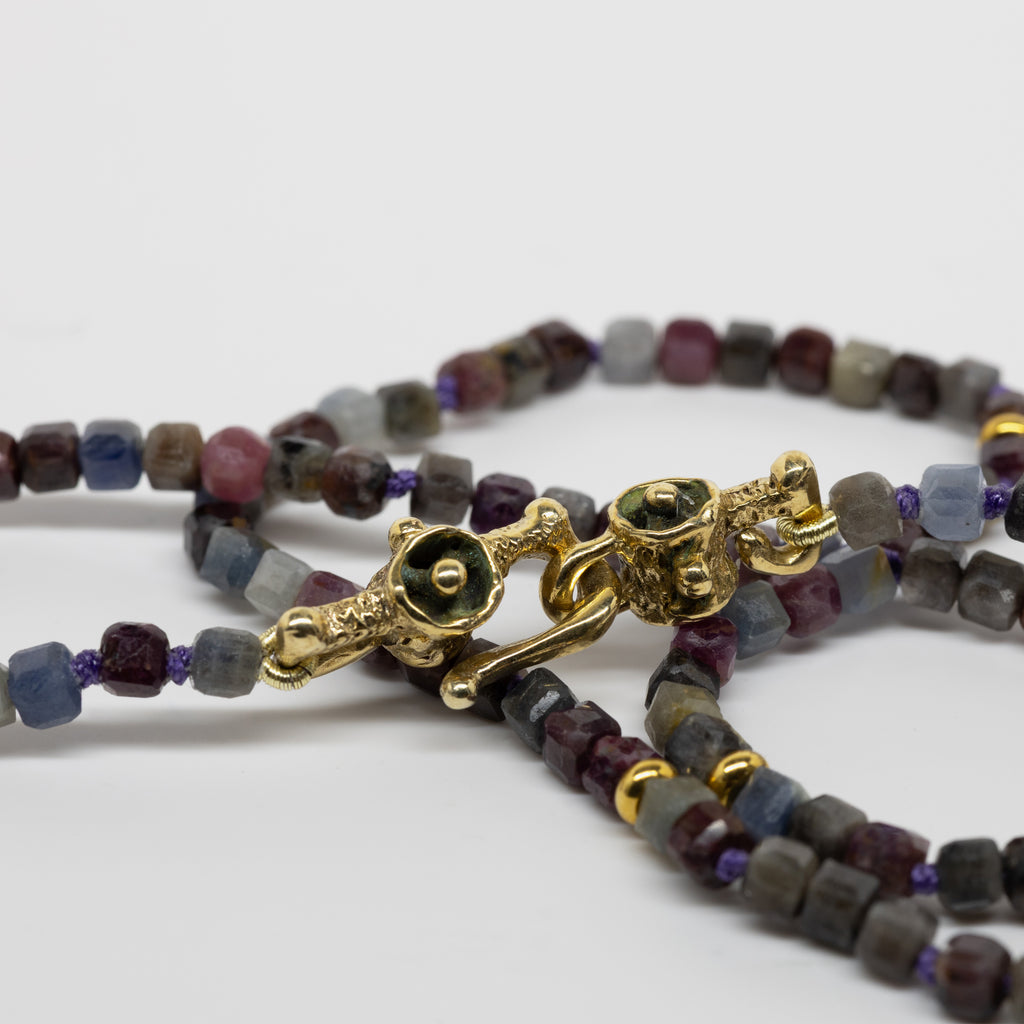 Ruby & Sapphire Cube Bead Necklace | Kirsten Muenster Jewelry