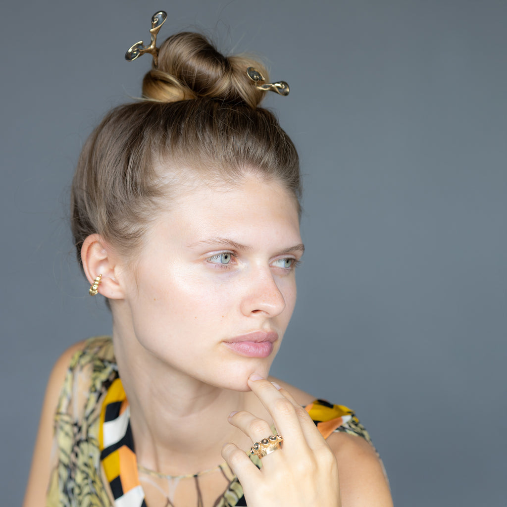 Slide Hair Stick - Yellow Bronze | Kirsten Muenster Jewelry