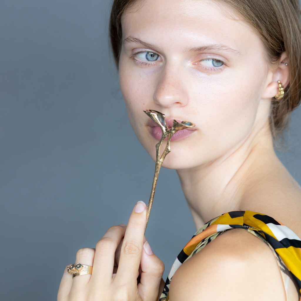 Slide Hair Stick - Yellow Bronze | Kirsten Muenster Jewelry