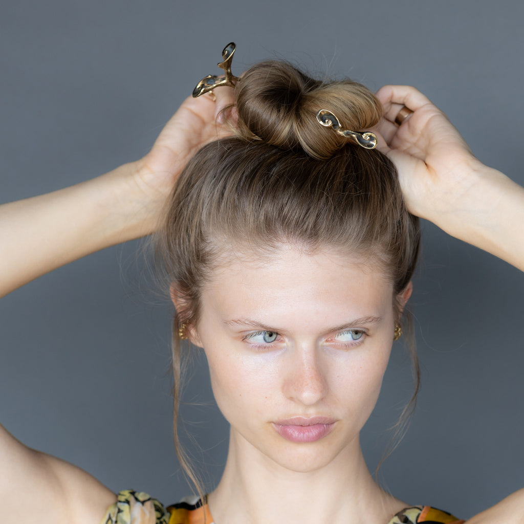 Slide Hair Stick - Yellow Bronze | Kirsten Muenster Jewelry