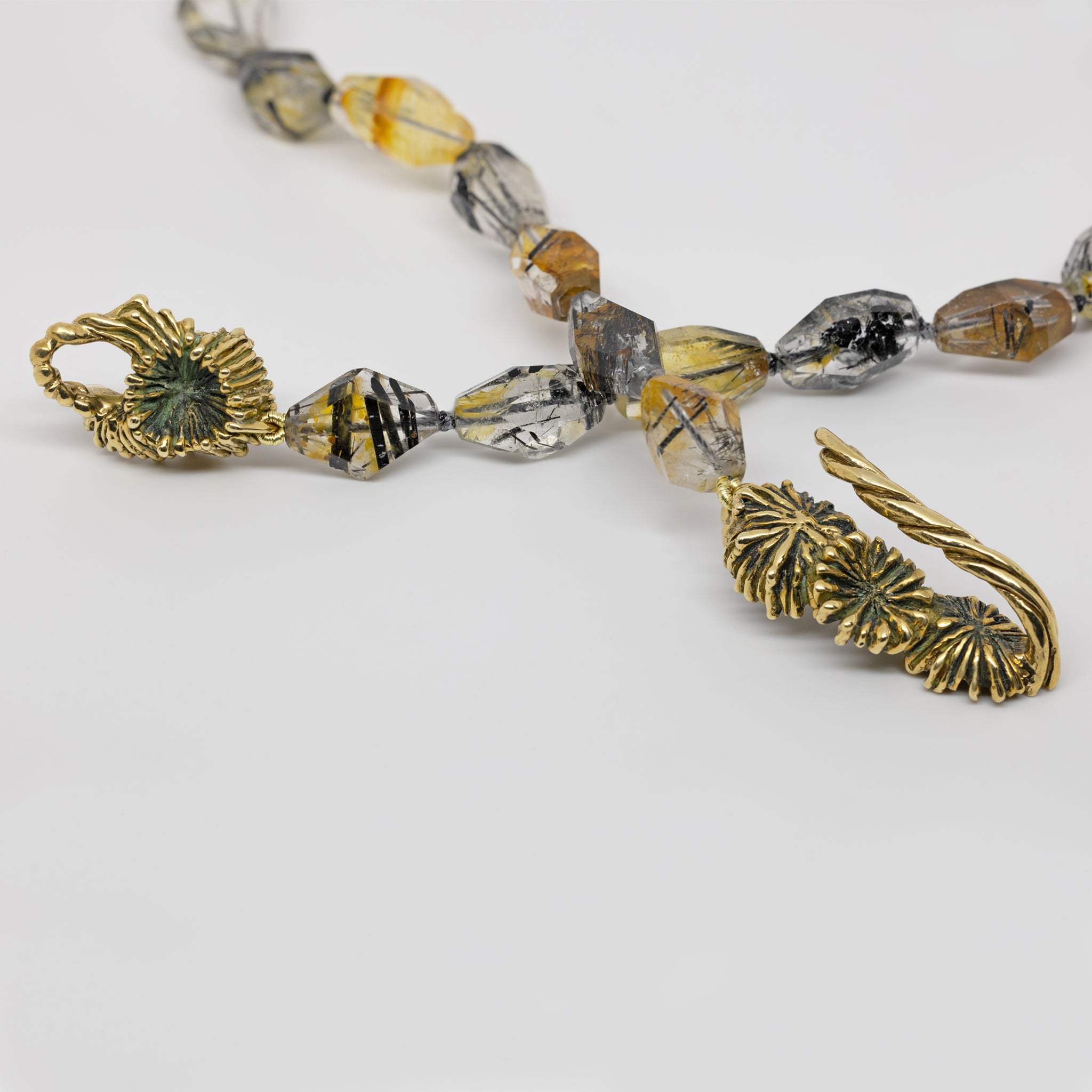 Tourmalinated Quartz Necklace with Corallite Clasp | KMJ™