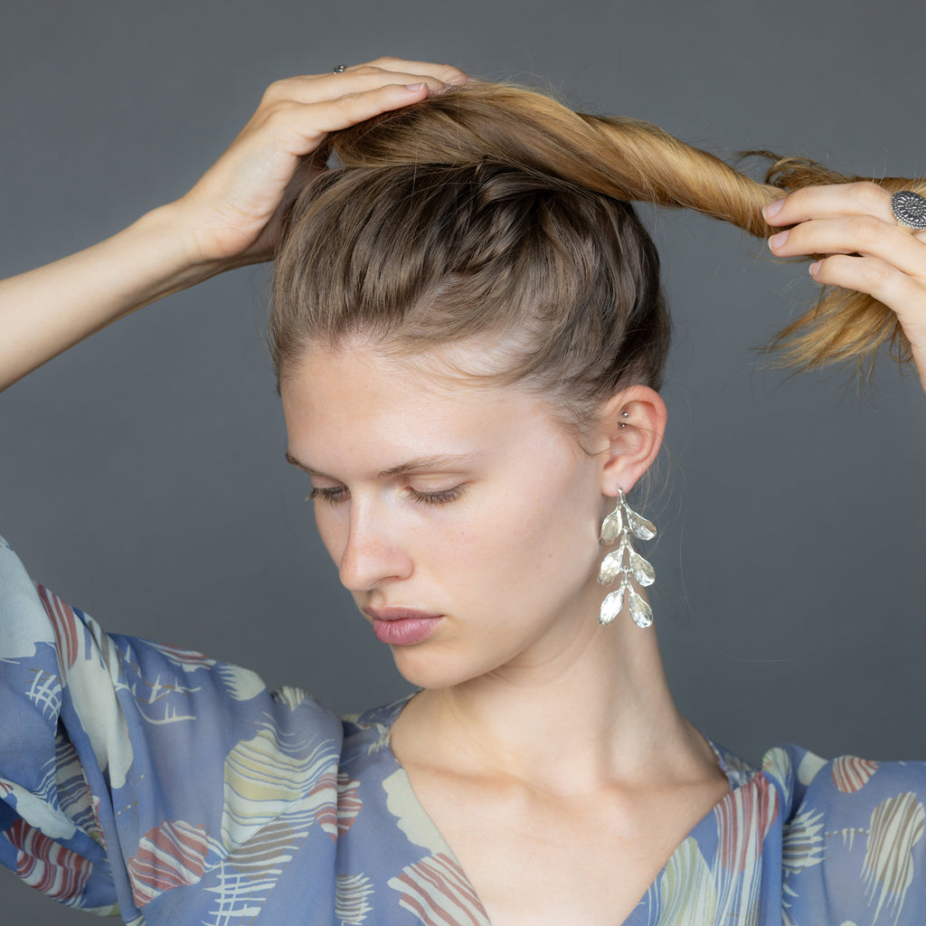 Dyad Three Tier Earrings - Silver | Kirsten Muenster Jewelry