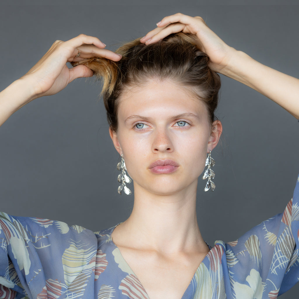 Dyad Three Tier Earrings - Silver | Kirsten Muenster Jewelry