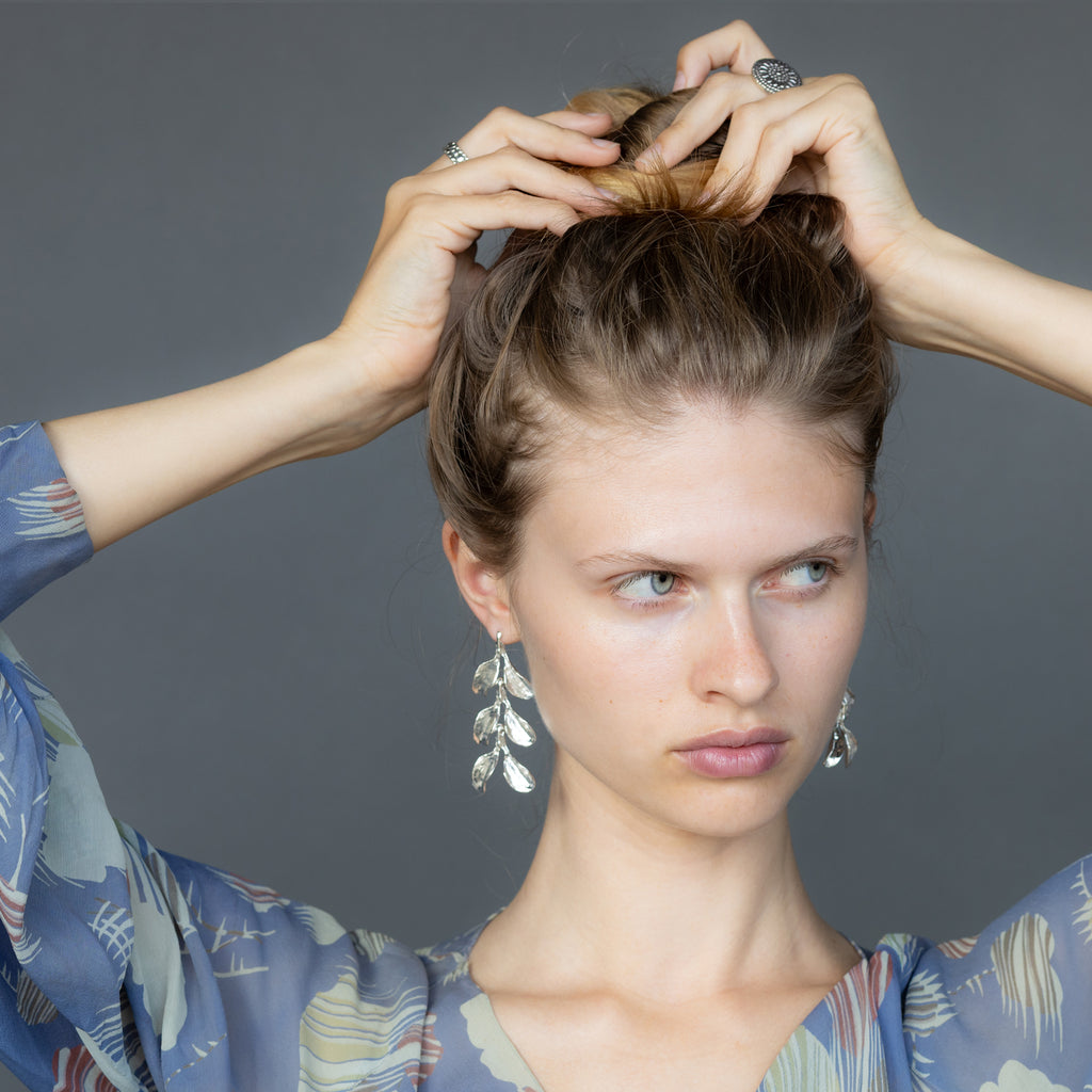 Dyad Three Tier Earrings - Silver | Kirsten Muenster Jewelry