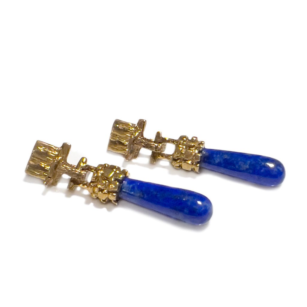 Lapis Drop Brutalist Earrings | Kirsten Muenster Jewelry