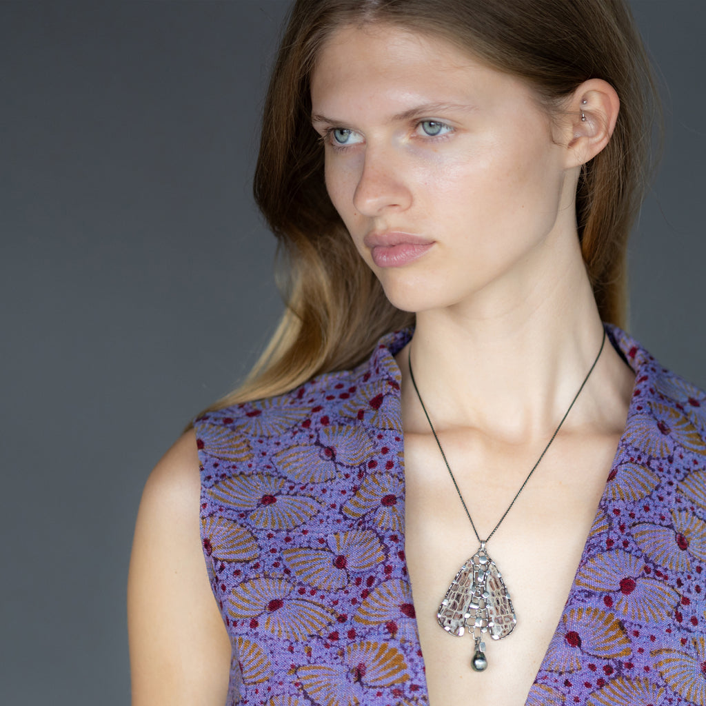 Reliquiae Moth Necklace - Silver | Kirsten Muenster Jewelry