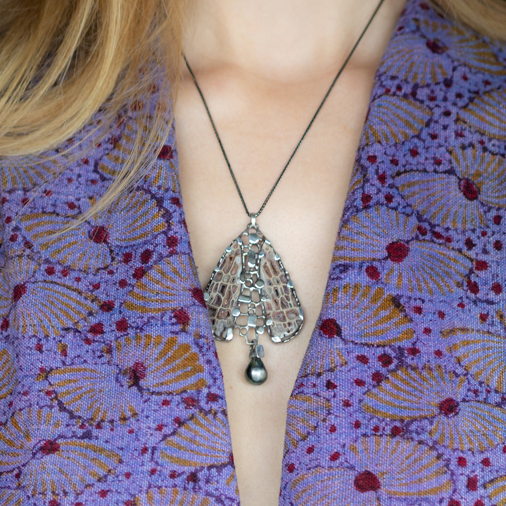 Reliquiae Moth Necklace - Silver | Kirsten Muenster Jewelry