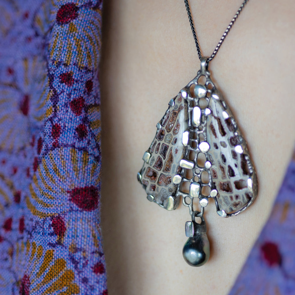 Reliquiae Moth Necklace - Silver | Kirsten Muenster Jewelry