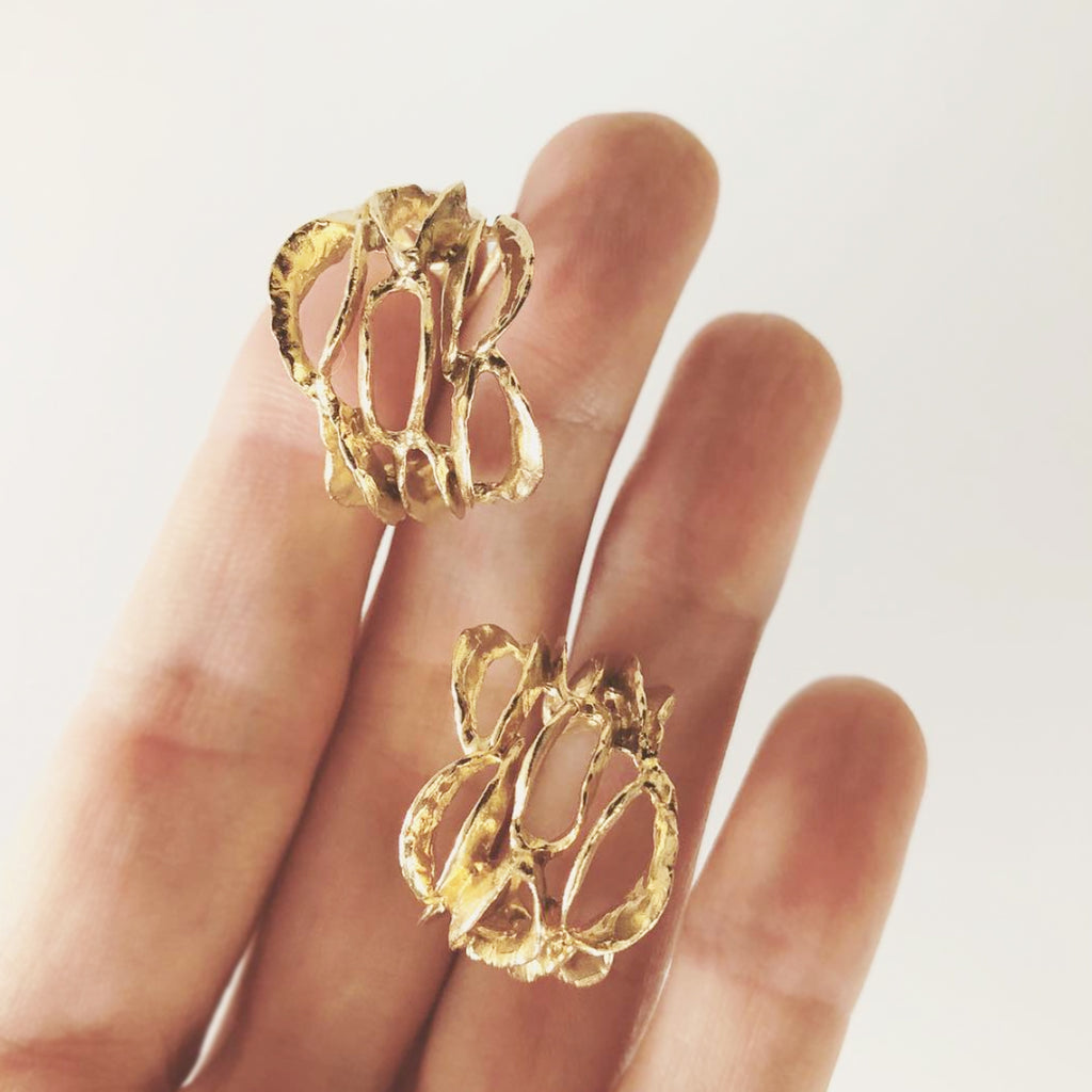 Banksia Hoop Earrings - Yellow Bronze | Kirsten Muenster Jewelry