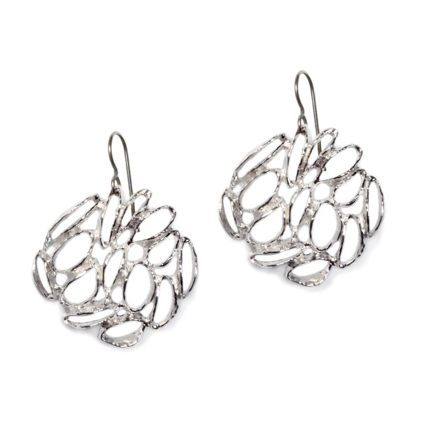 Banksia Medallion Earrings - Silver   