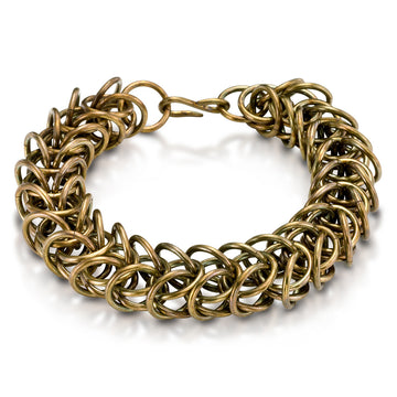 Small Box Chain Bracelet Oxidized Brass  