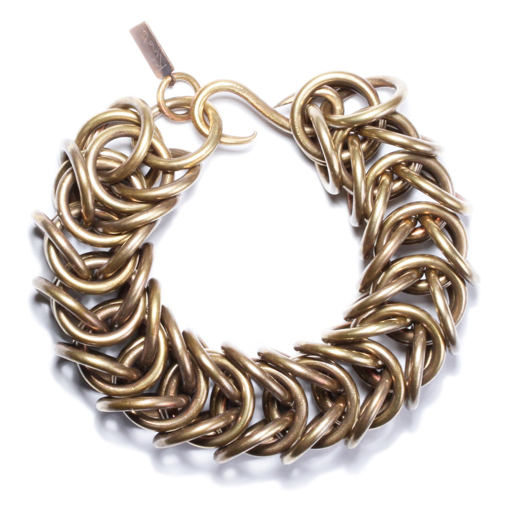 Large Box Chain Bracelet Oxidized Brass  