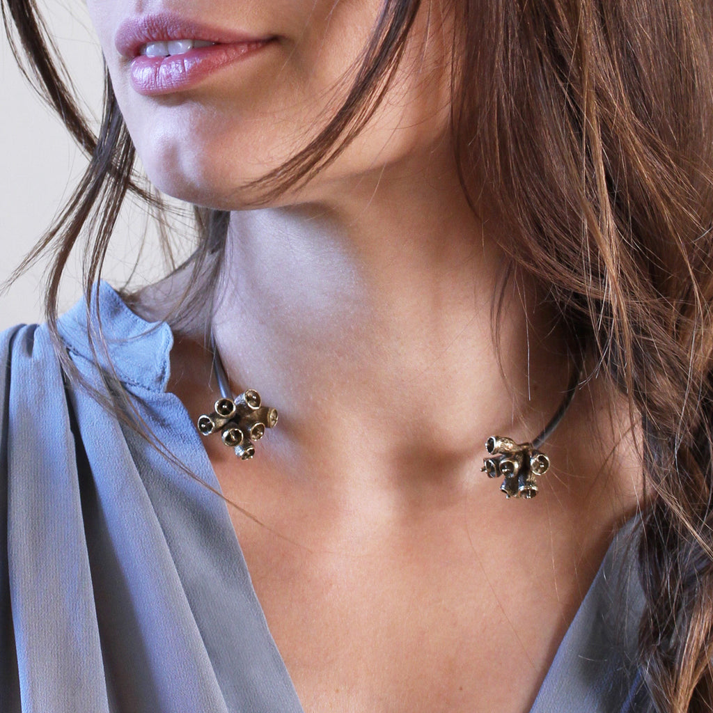 Eucalyptus Bell Pod Neck Cuff - Bronze | Kirsten Muenster Jewelry
