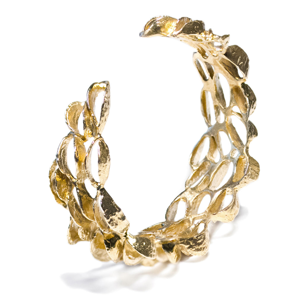 Small Banksia Cuff Bracelet - Gold | Kirsten Muenster Jewelry