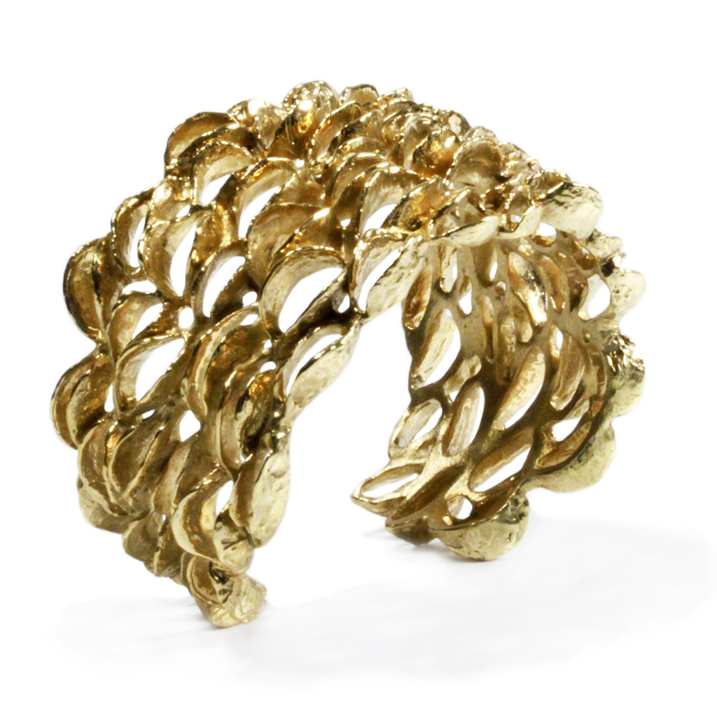 Xlarge Banksia Cuff Bracelet - Yellow Bronze | Kirsten Muenster Jewelry