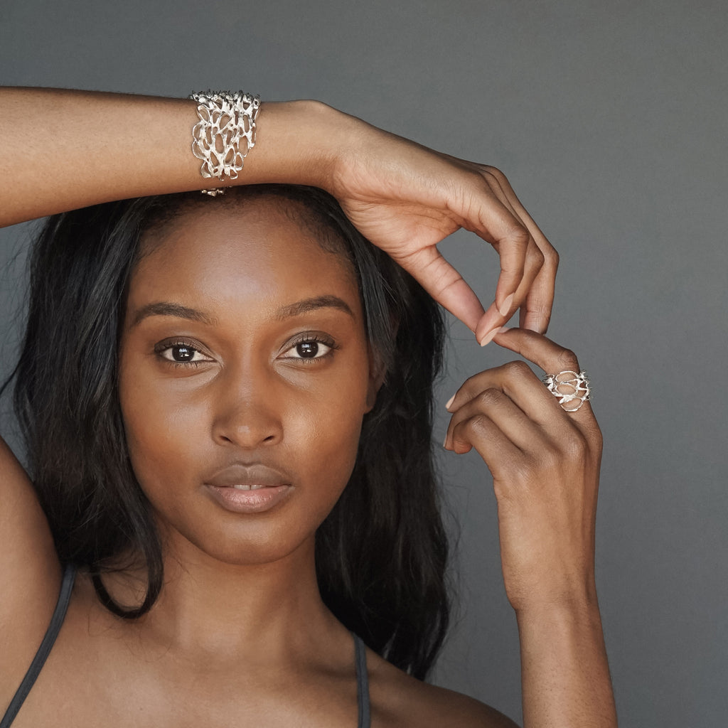 Xlarge Banksia Cuff Bracelet - Silver | Kirsten Muenster Jewelry