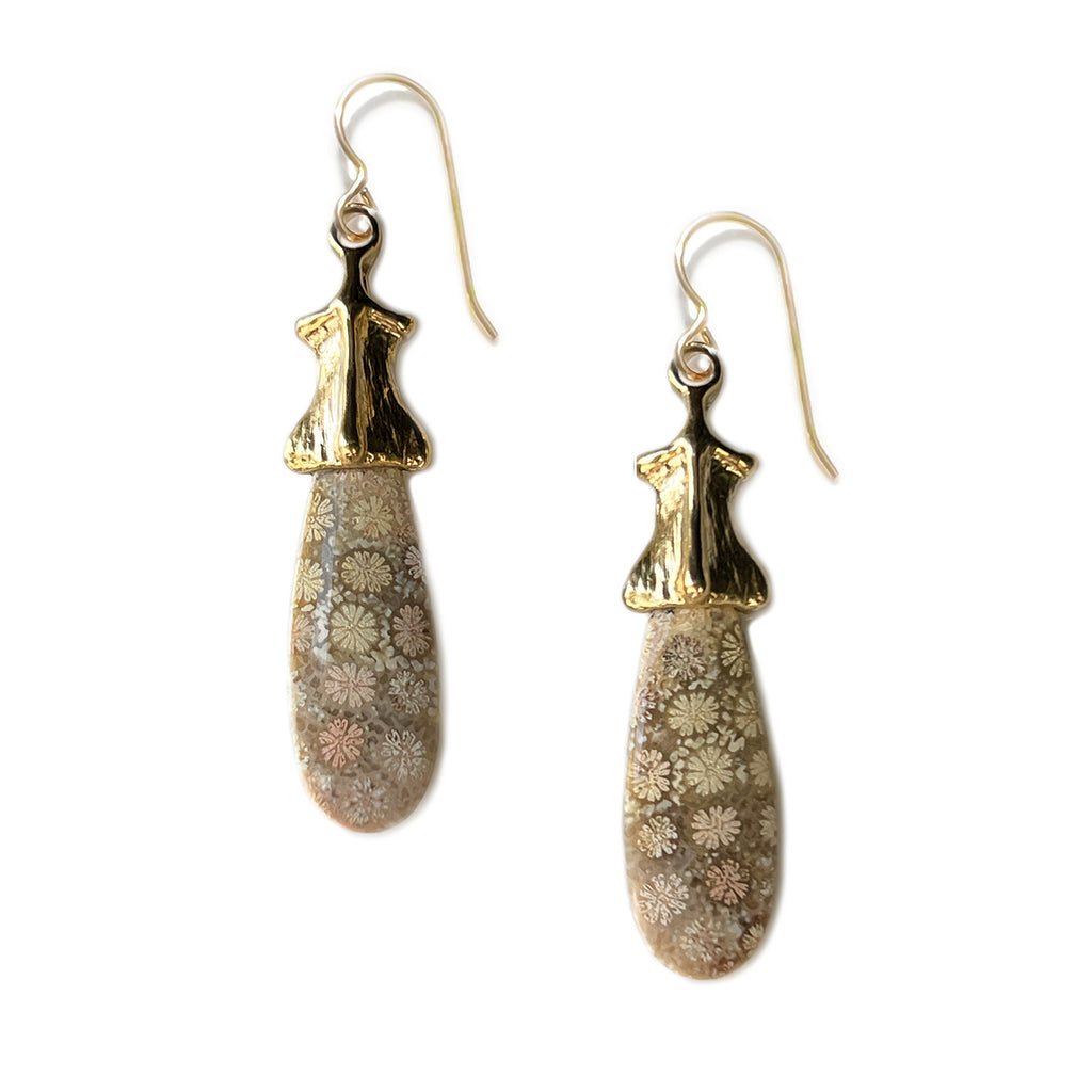 Fossil Coral Earrings III | Kirsten Muenster Jewelry