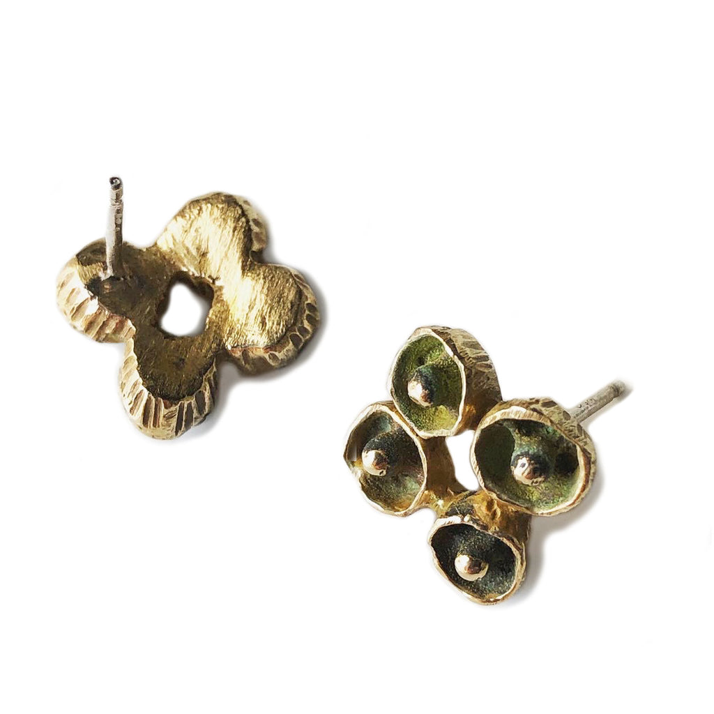 Small Mosaic Earrings - Yellow Bronze   