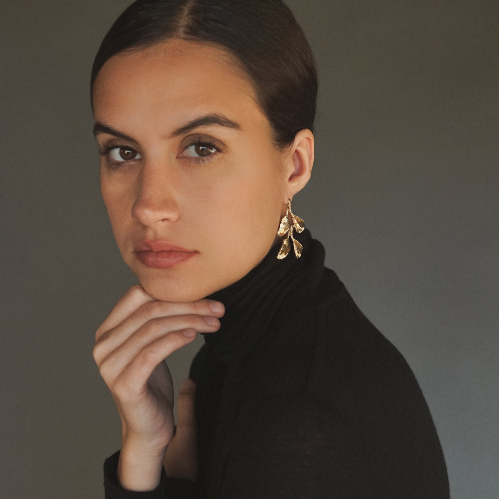 Dyad Two Tier Earrings - Yellow Bronze | Kirsten Muenster Jewelry