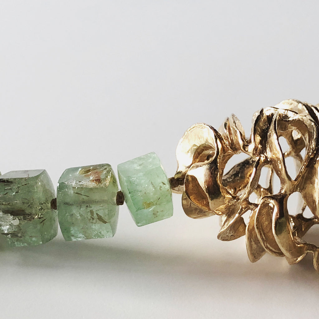 Beryl Emerald Chrysalis Bead Necklace - Gold | Kirsten Muenster Jewelry