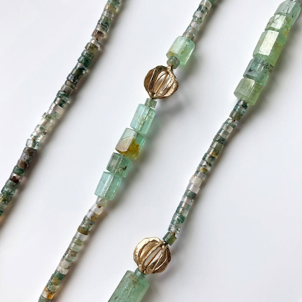 Moss Agate & Beryl Emerald Necklace | Kirsten Muenster Jewelry