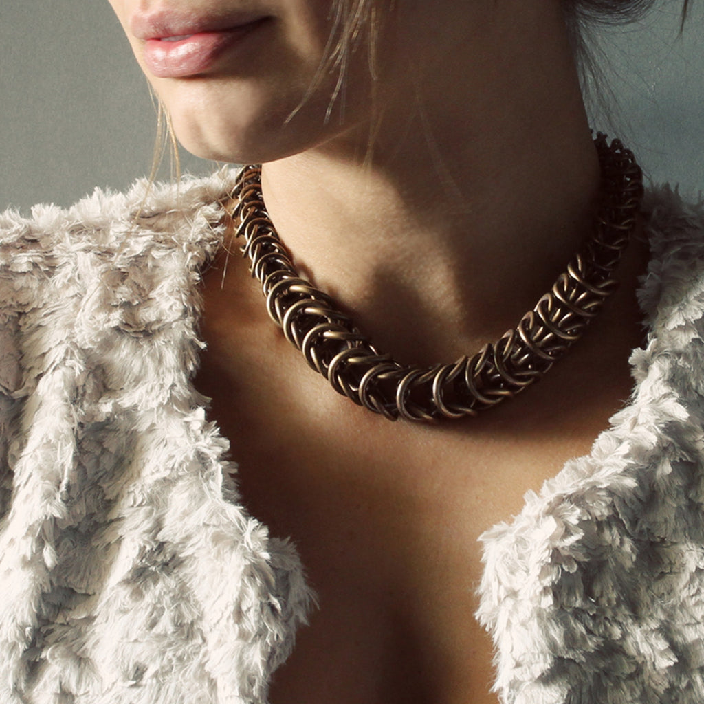 Short Multi Link Box Chain Necklace | Kirsten Muenster Jewelry
