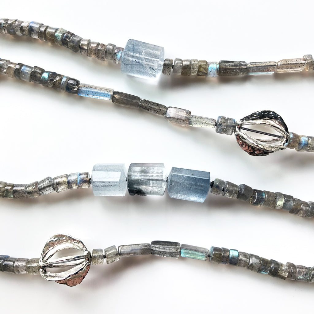 Labradorite & Actinolite in Quartz Necklace | Kirsten Muenster Jewelry