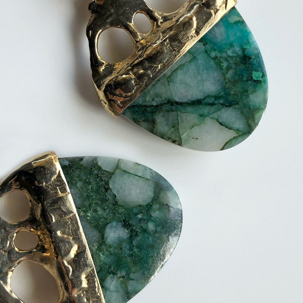 Chrysocolla Brutalist Earrings | Kirsten Muenster Jewelry